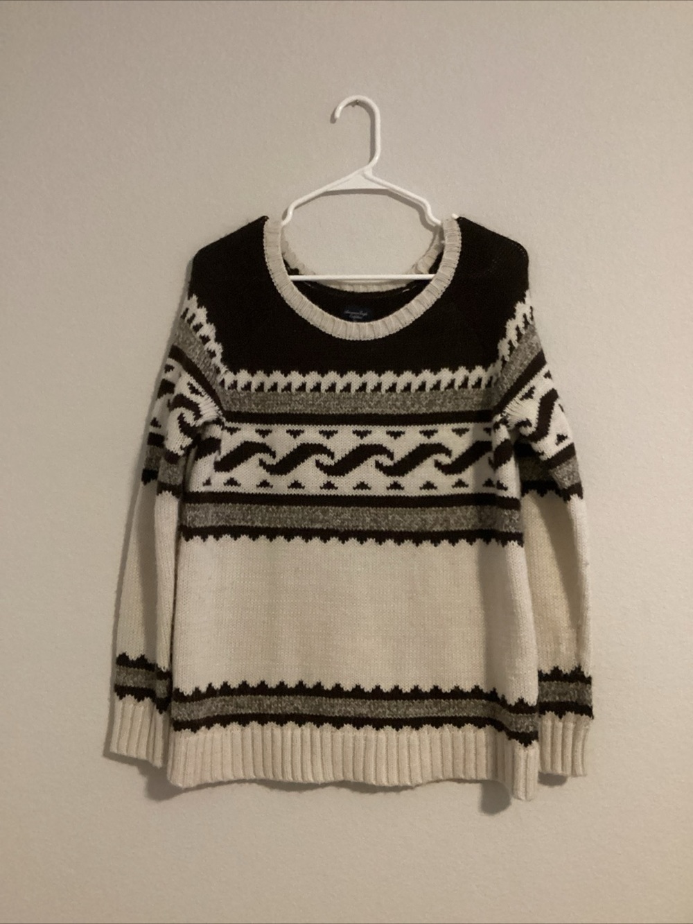 American Eagle wool blend grandmacore fair isle knit sweater M